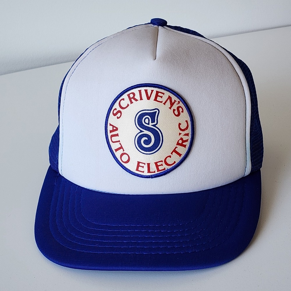 Vintage 80s Skrivens Auto Electric‎ Trucker Hat Mesh Cap Snap Back Patch Alberta